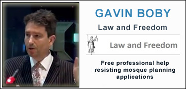 Gavin Boby, Law and Freedom, resisting mosque applications